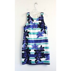 Eliza J sleeveless sheath dress 10 cocktail party event floral striped resort L